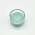 Empty round green plastic loose powder jar with sifter customized clear makeup powder container